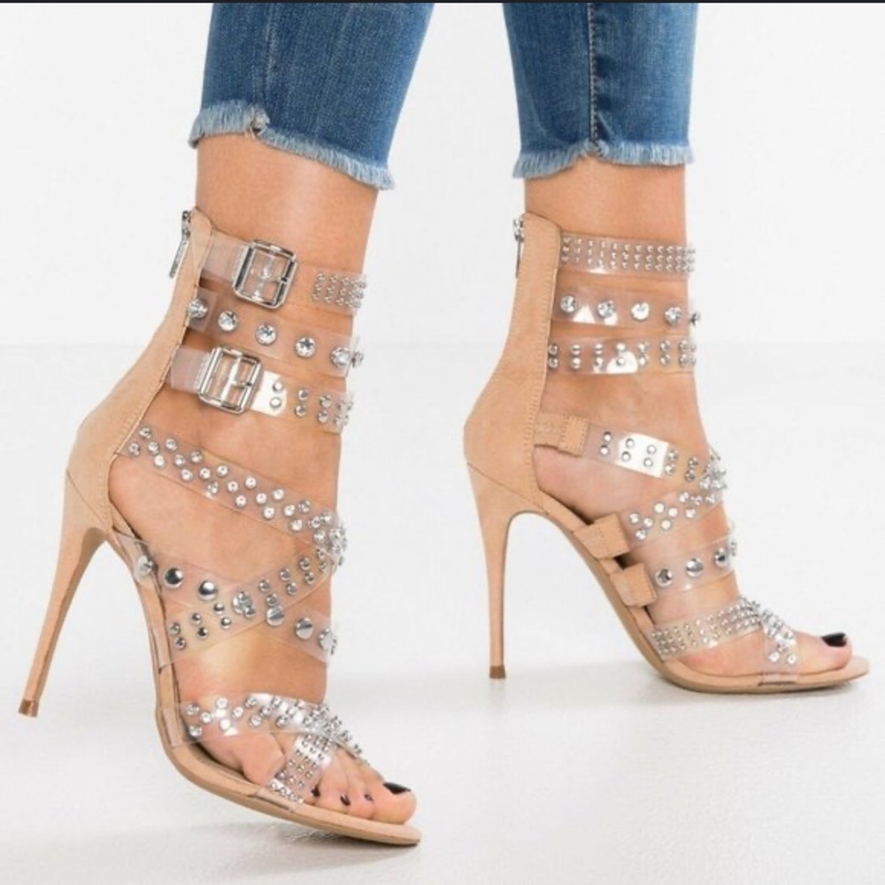Steve Madden Tan Studded Stiletto Heels - Picture 4 of 16